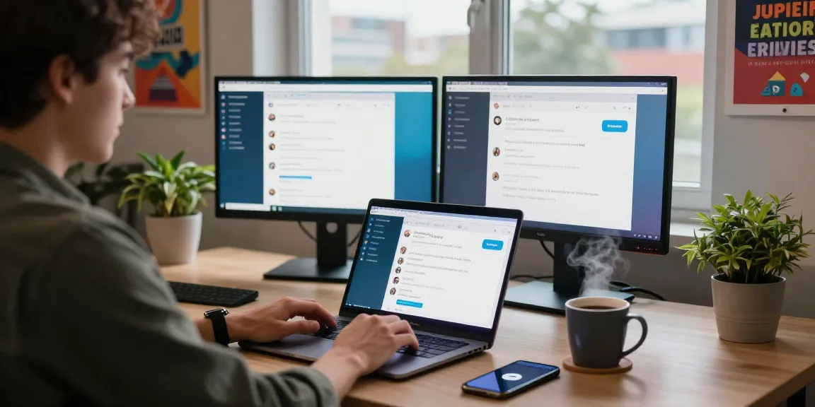 Using the Telegram Web Version in a modern digital workspace with sleek devices and a cozy atmosphere.