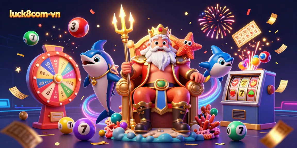 Immerse in luck8com-vn's casino magic with Neptune, samurai, and lottery features colliding in vibrant action.
