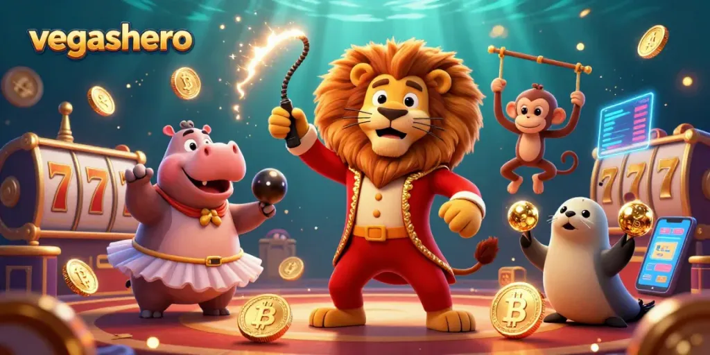 Experience thrilling casino action with vegashero in a dynamic 3D illustration featuring vibrant characters and game elements.