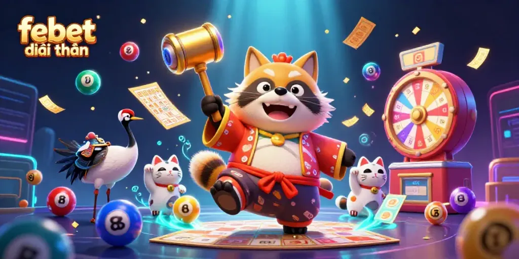 Experience febet đổi thưởng with exciting games, cheerful characters, and vibrant gambling elements.